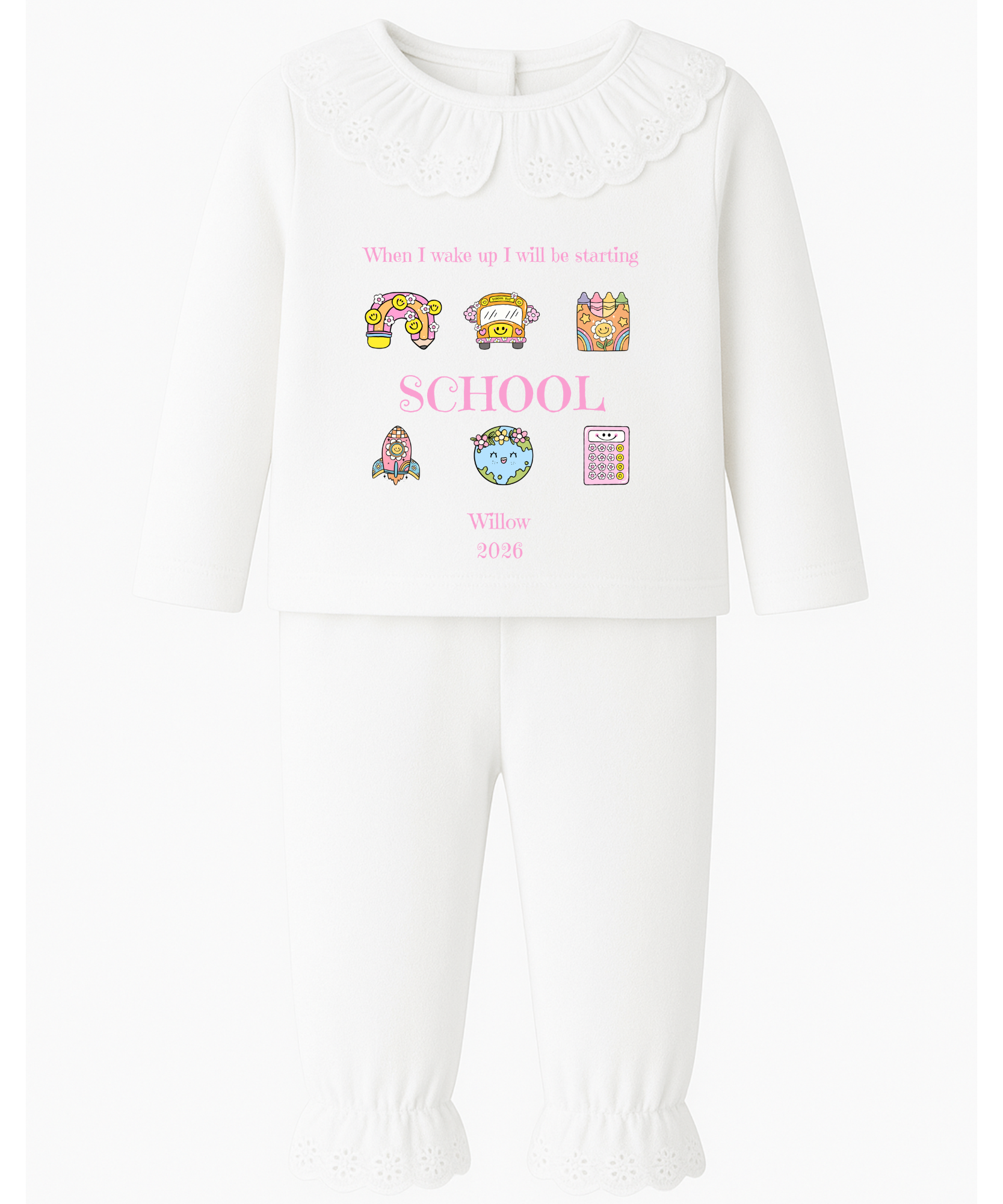 Personalised when I wake up I'll be starting school pyjamas custom kids back to school PJs
