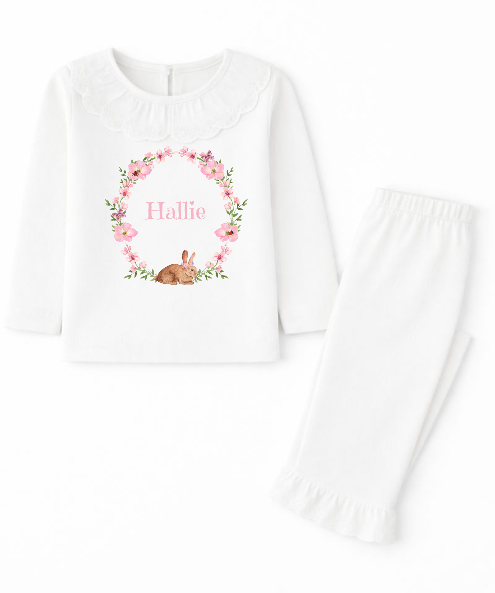 Personalised Floral Bunny Pyjamas | Whimsical Sleepwear