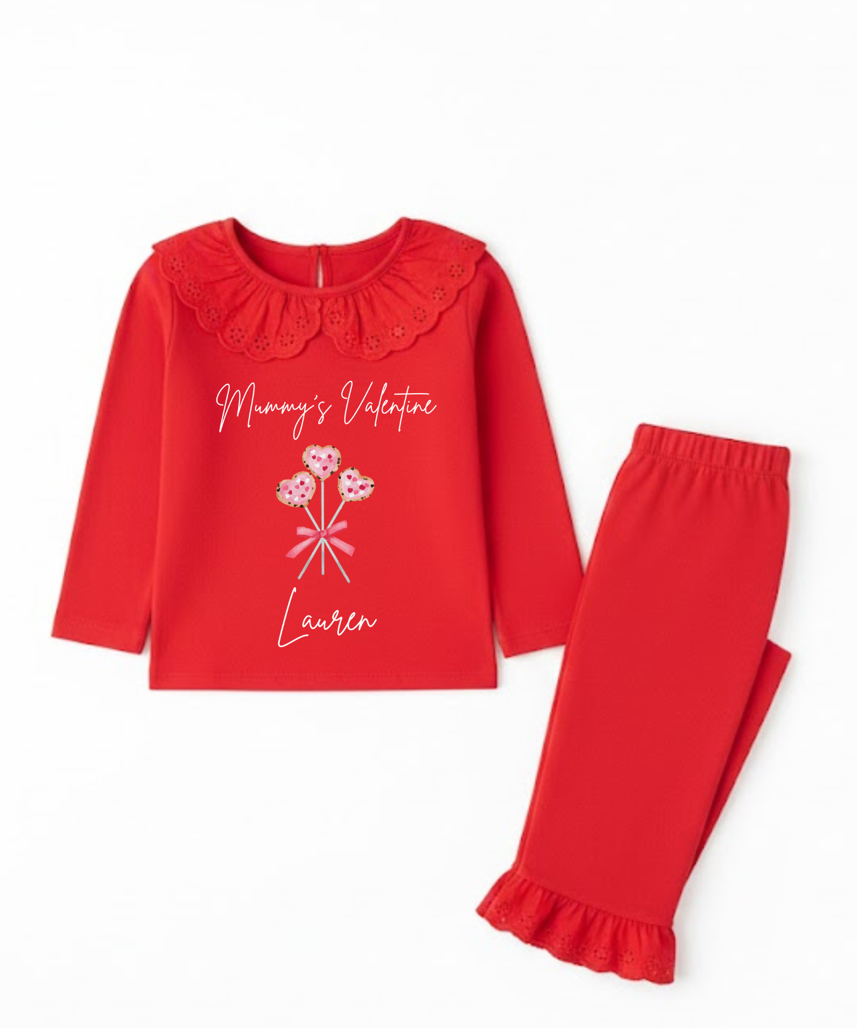 Personalised mummy's valentine sweets pyjamas kids custom children's valentine's PJs