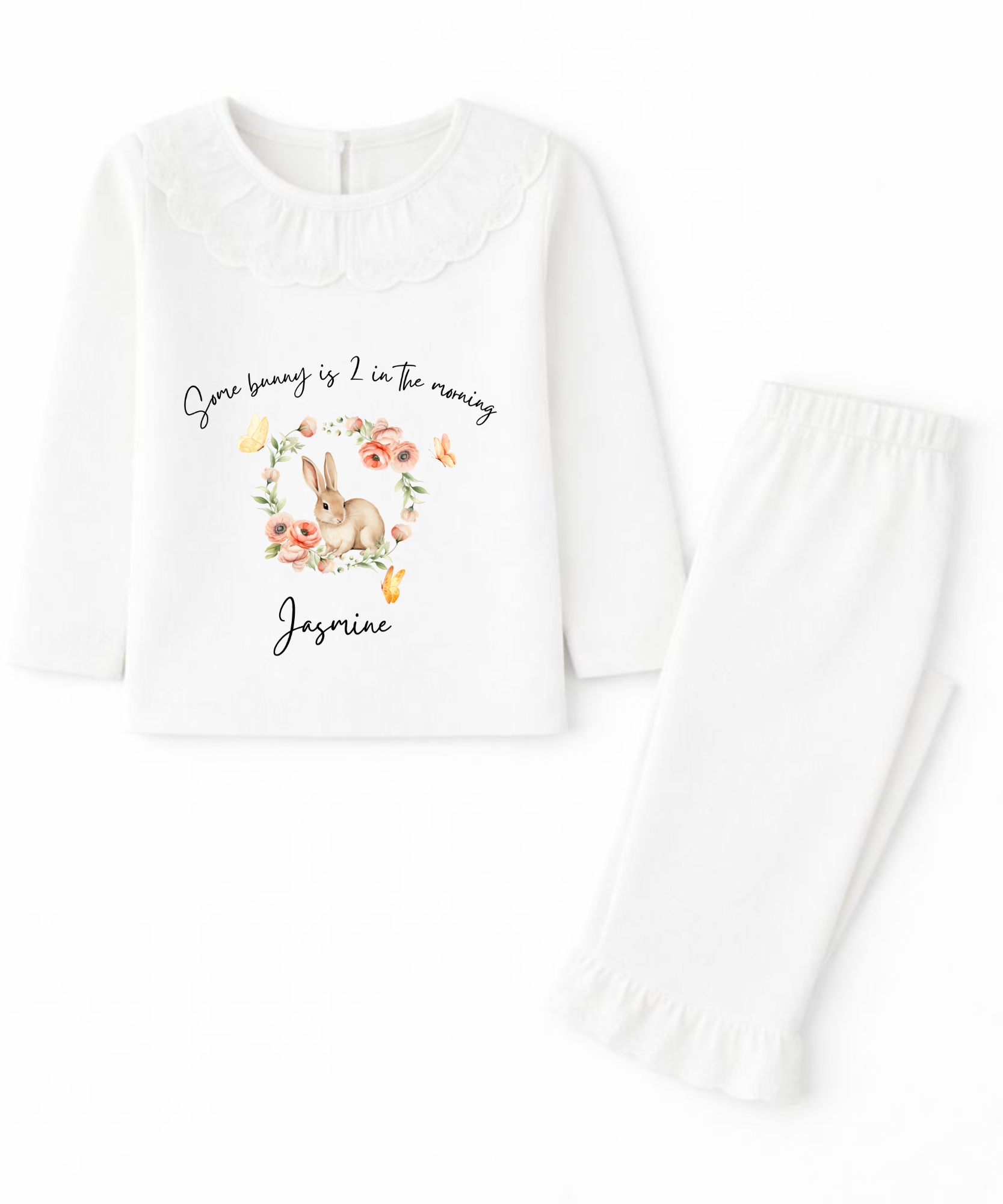 Personalised bunny birthday pyjamas for kids custom children's birthday PJs