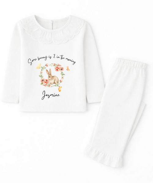Personalised bunny birthday pyjamas for kids custom children's birthday PJs