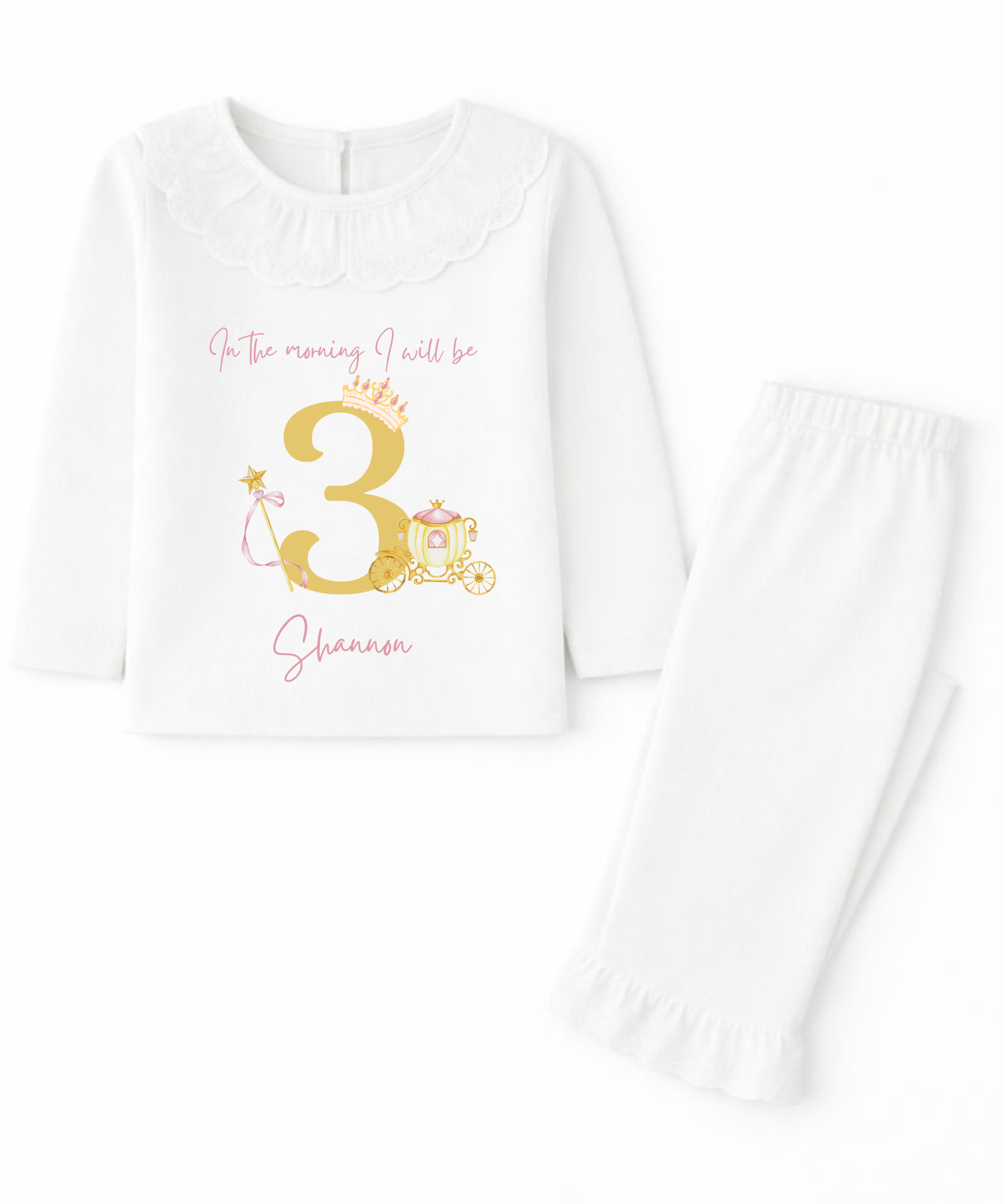 Personalised princess birthday pyjamas for children custom kids birthday PJs