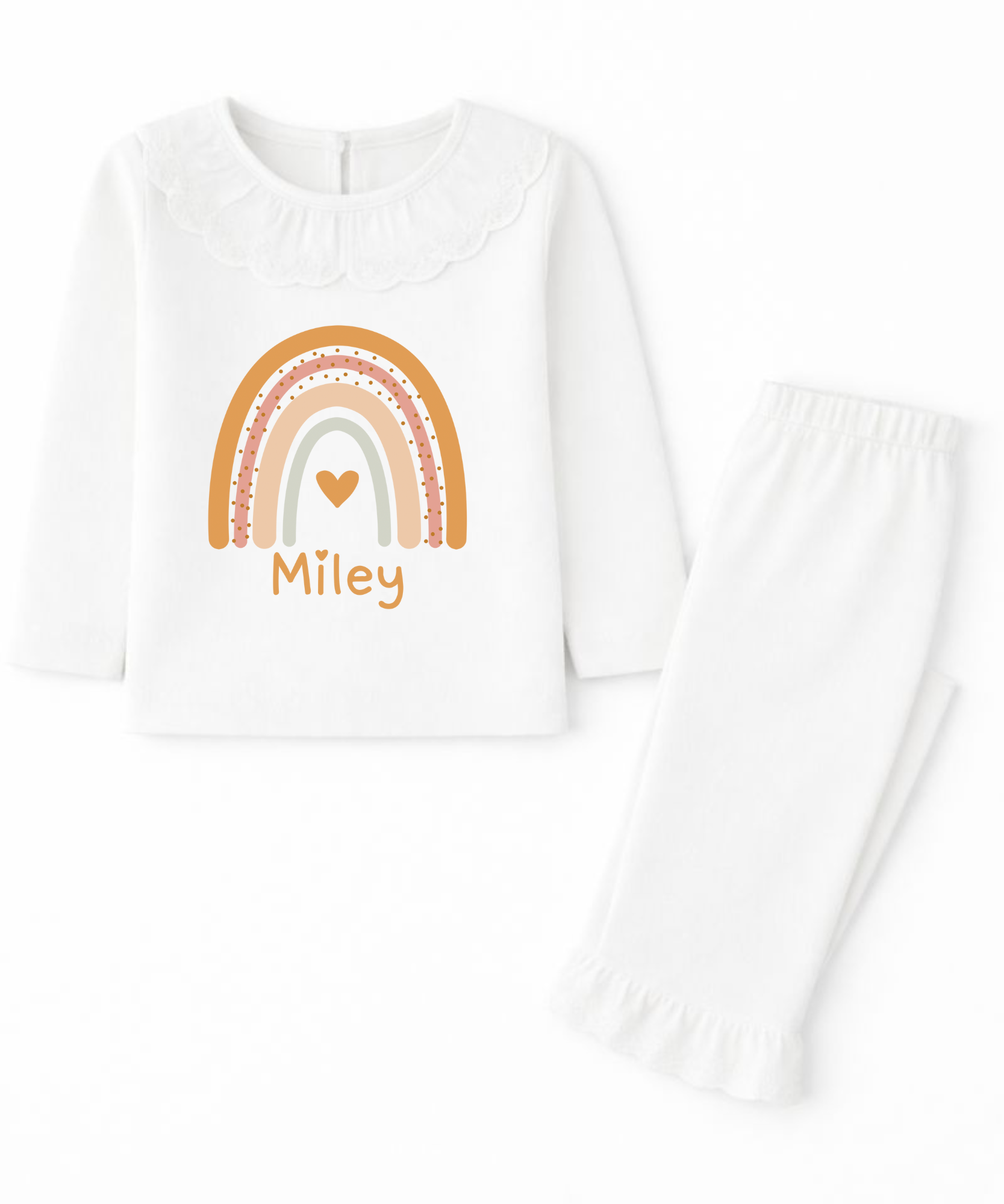 Personalised rainbow frilled pyjamas custom children's PJs