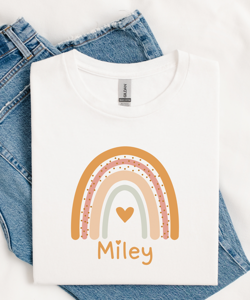 Children's personalised rainbow t-shirt or sweatshirt custom kids apparel