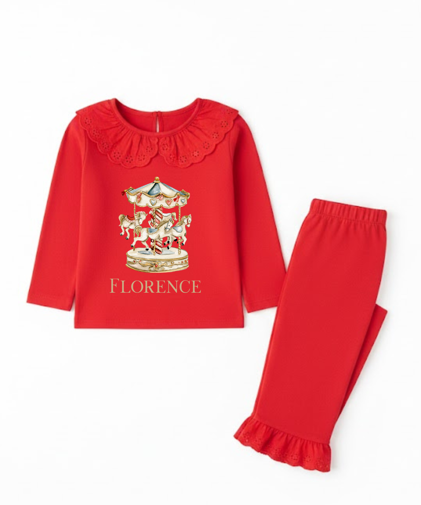 Children's Personalised Vintage Carousel Pyjamas | Custom Kids PJs