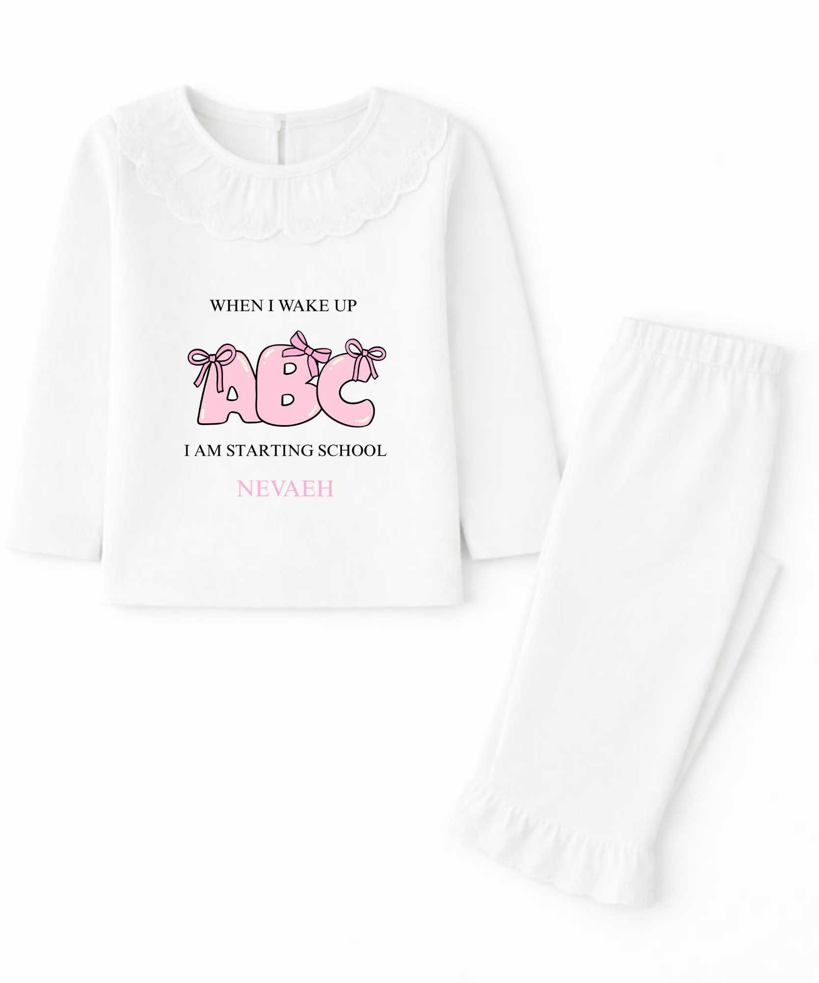 Personalised when I wake up I start school children's pyjamas custom kids back to school PJs