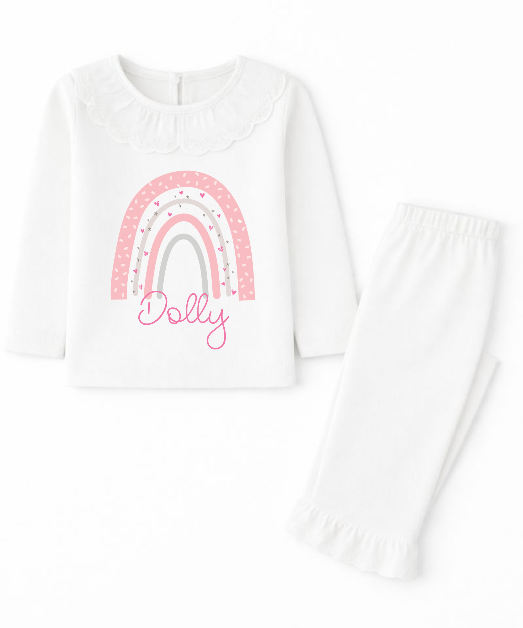 Personalised pink rainbow children's pyjamas custom kids PJs