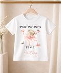Personalised twirling into birthday t-shirt for children custom kids birthday tee
