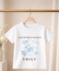 Personalised life is better at the beach t-shirt for children custom kids beach tee