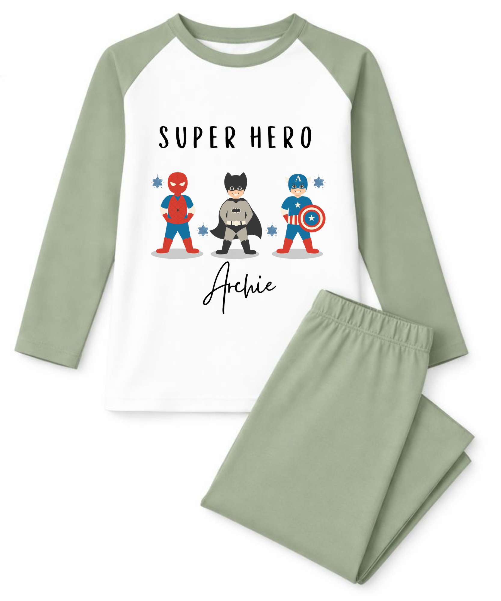 Personalised boys superhero pyjamas custom children's superhero PJs