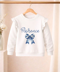 Personalised floral bow frilled sweatshirt for girls custom children's sweatshirt