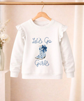 Let's go girls floral cowgirl frilled shoulder sweatshirt children's western style sweatshirt