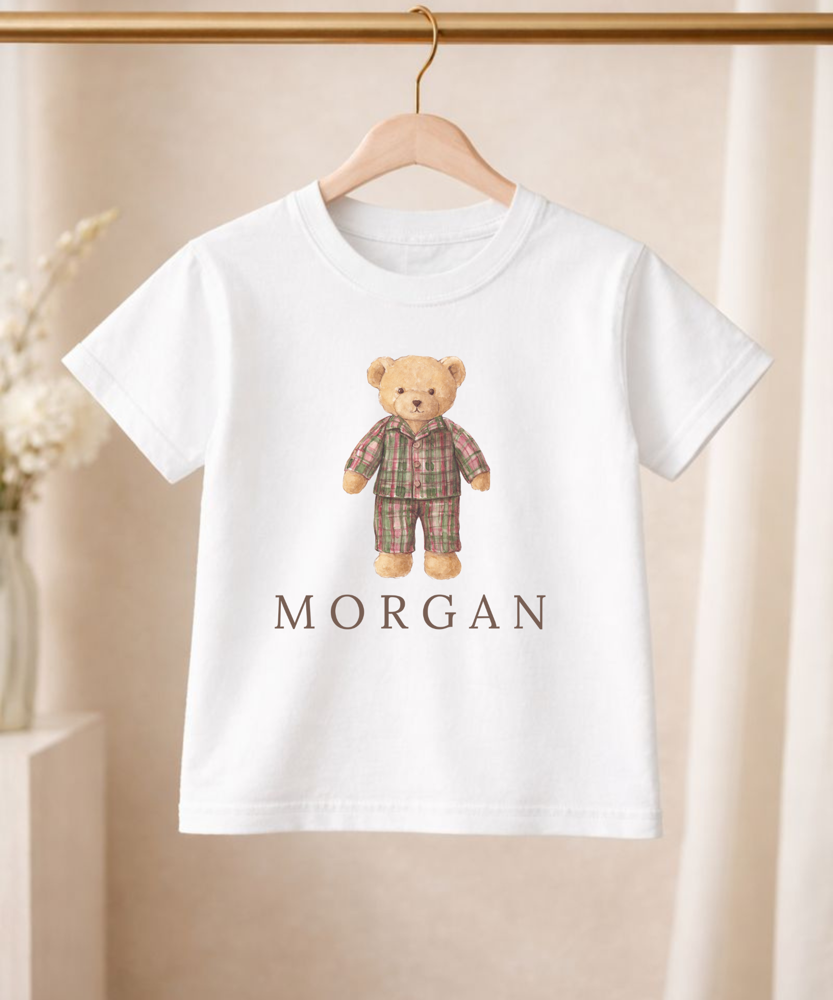 Personalised teddy bear t-shirt or sweatshirt for children custom kids apparel