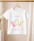 Personalised girls dinosaur birthday t-shirt custom children's birthday tee