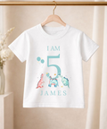 Personalised children's dinosaur birthday t-shirt custom kids birthday tee