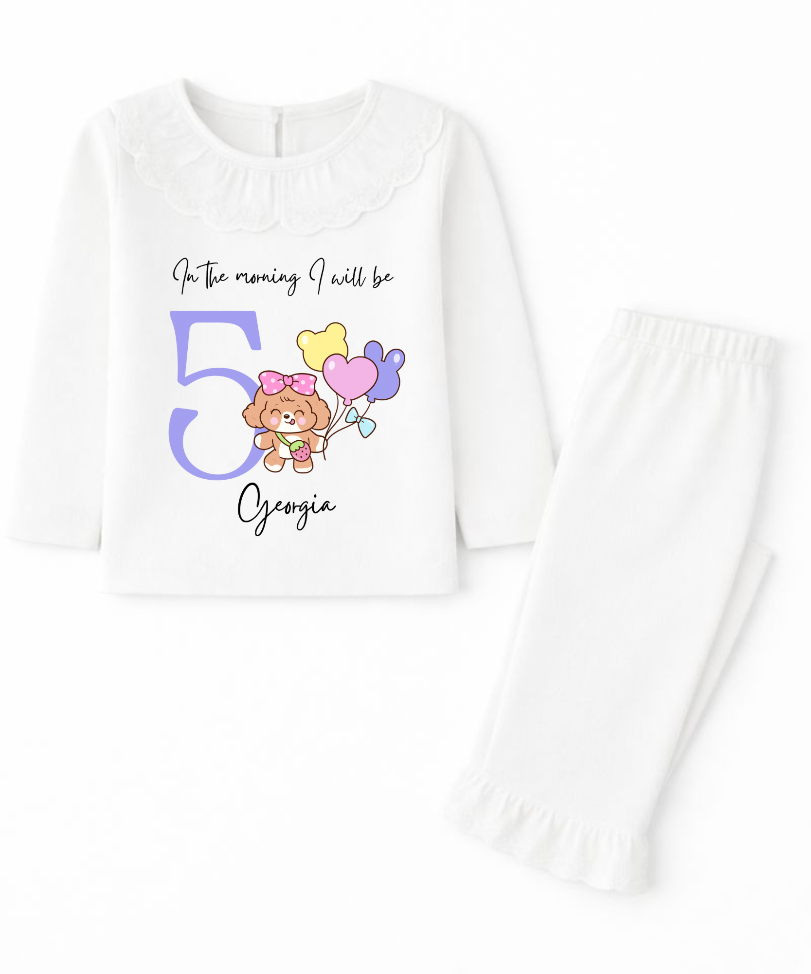 Personalised children's birthday puppy pyjamas custom kids birthday PJs