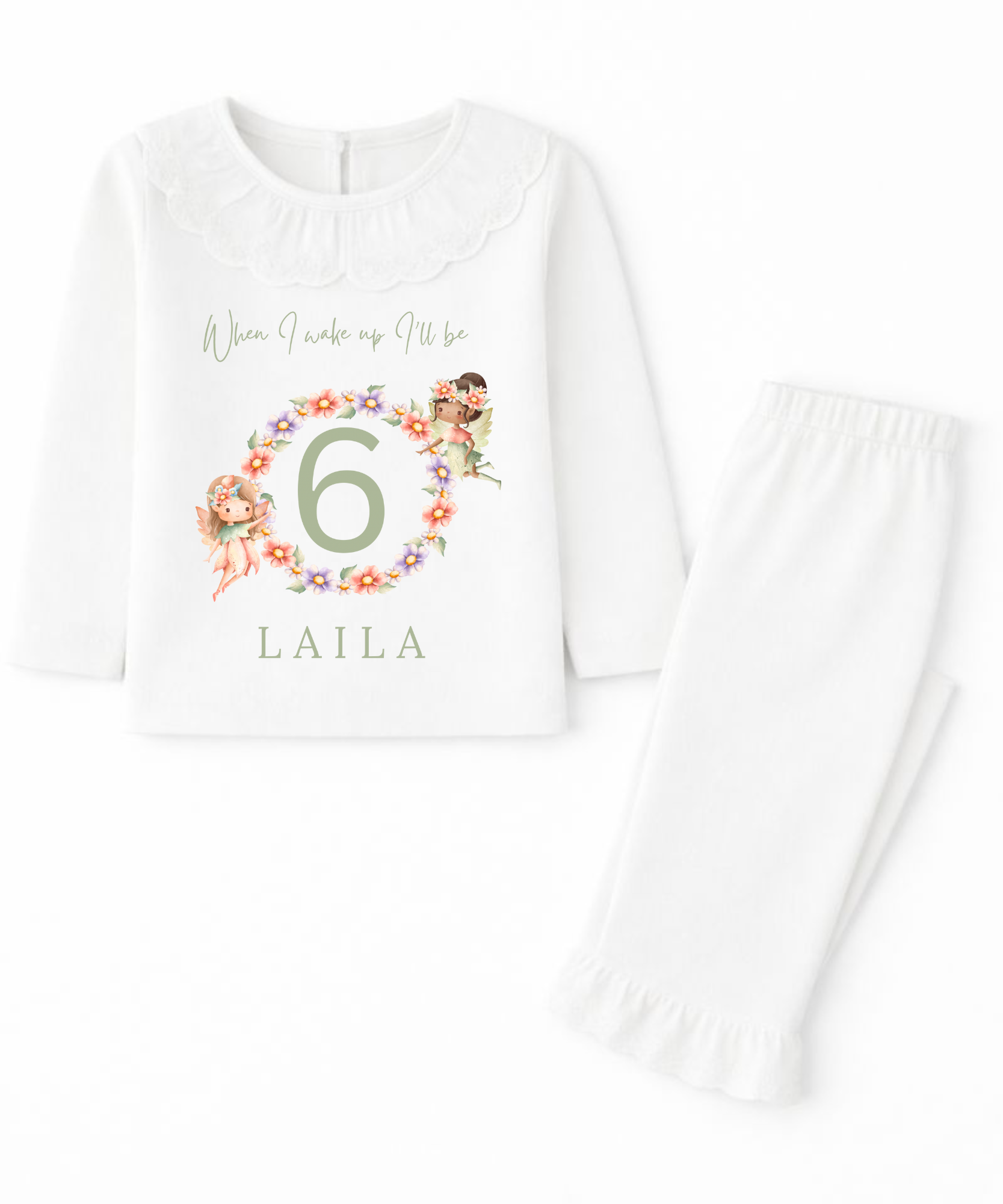 Personalised children's birthday pyjamas fairies custom kids birthday PJs