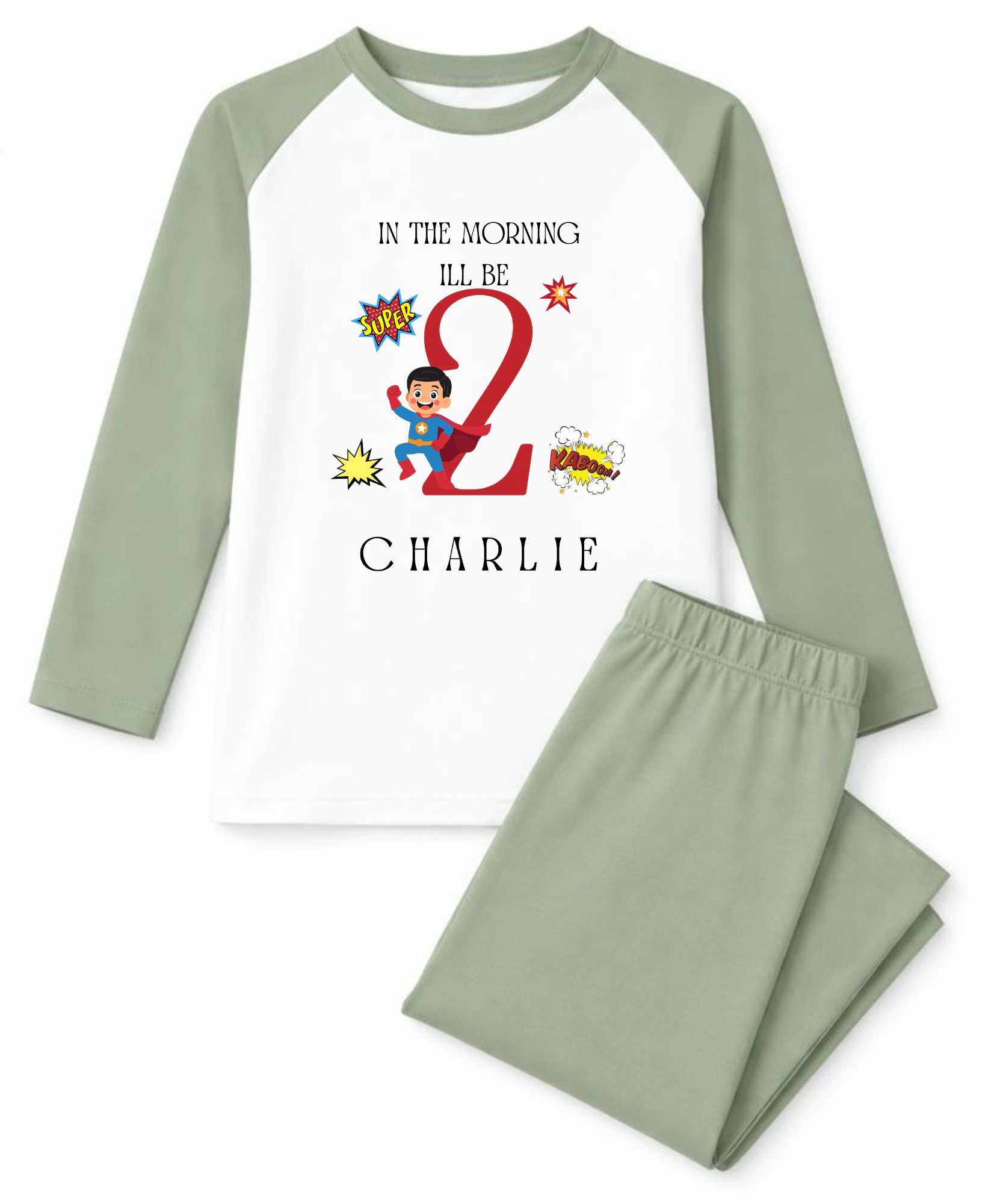 Personalised children's superhero birthday pyjamas custom kids birthday PJs