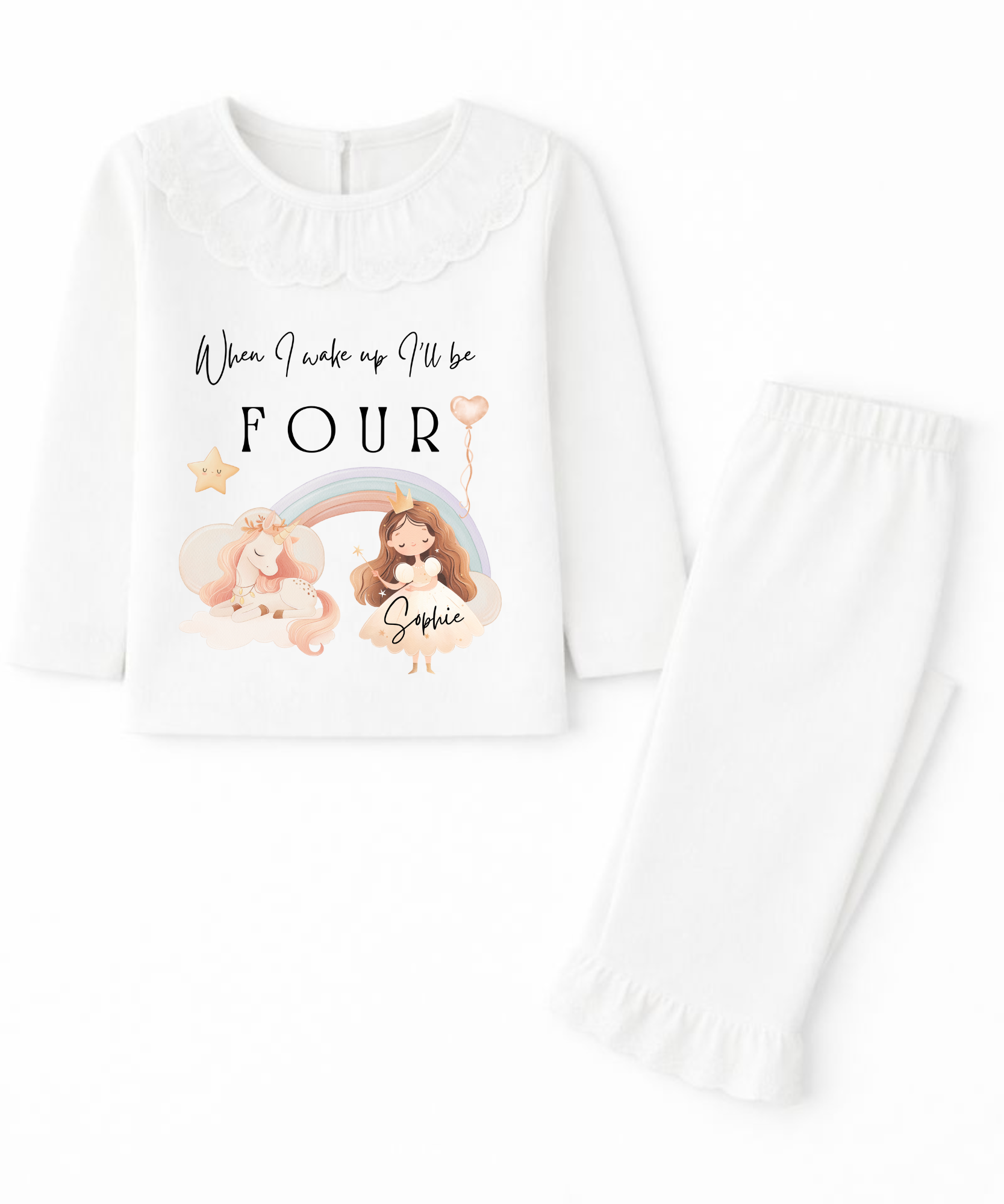 Fairy Princess Personalised Birthday Girls Pyjamas | Custom Children's Birthday PJs