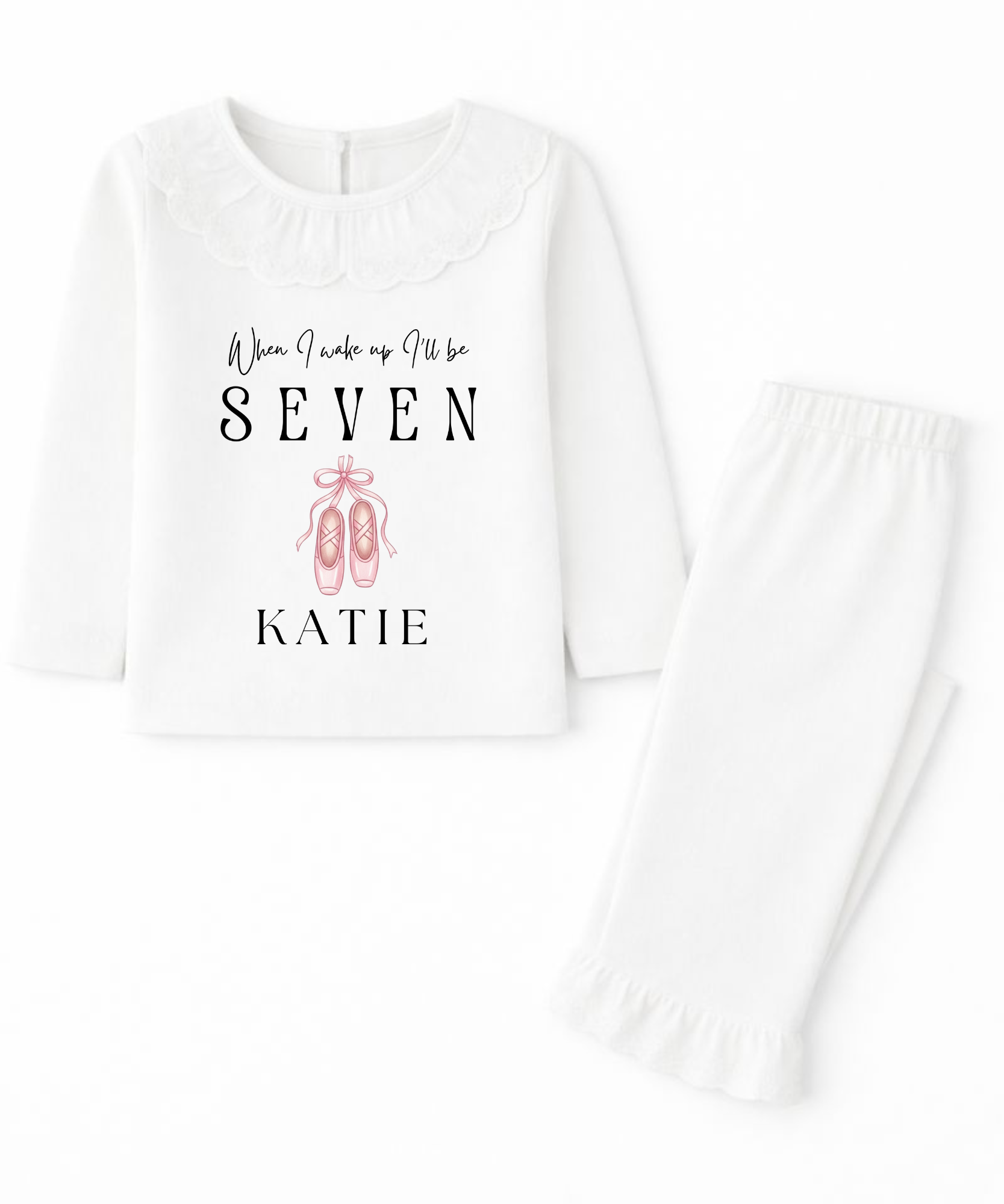 Ballerina personalised girls birthday pyjamas custom children's birthday PJs