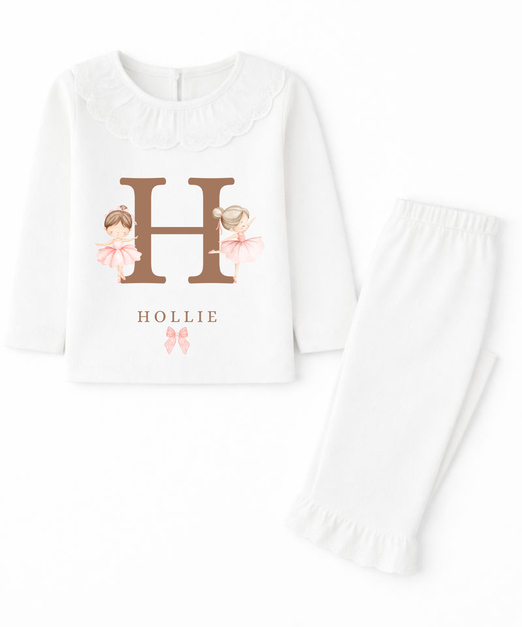 Children's personalised name ballerina pyjamas custom kids ballet PJs