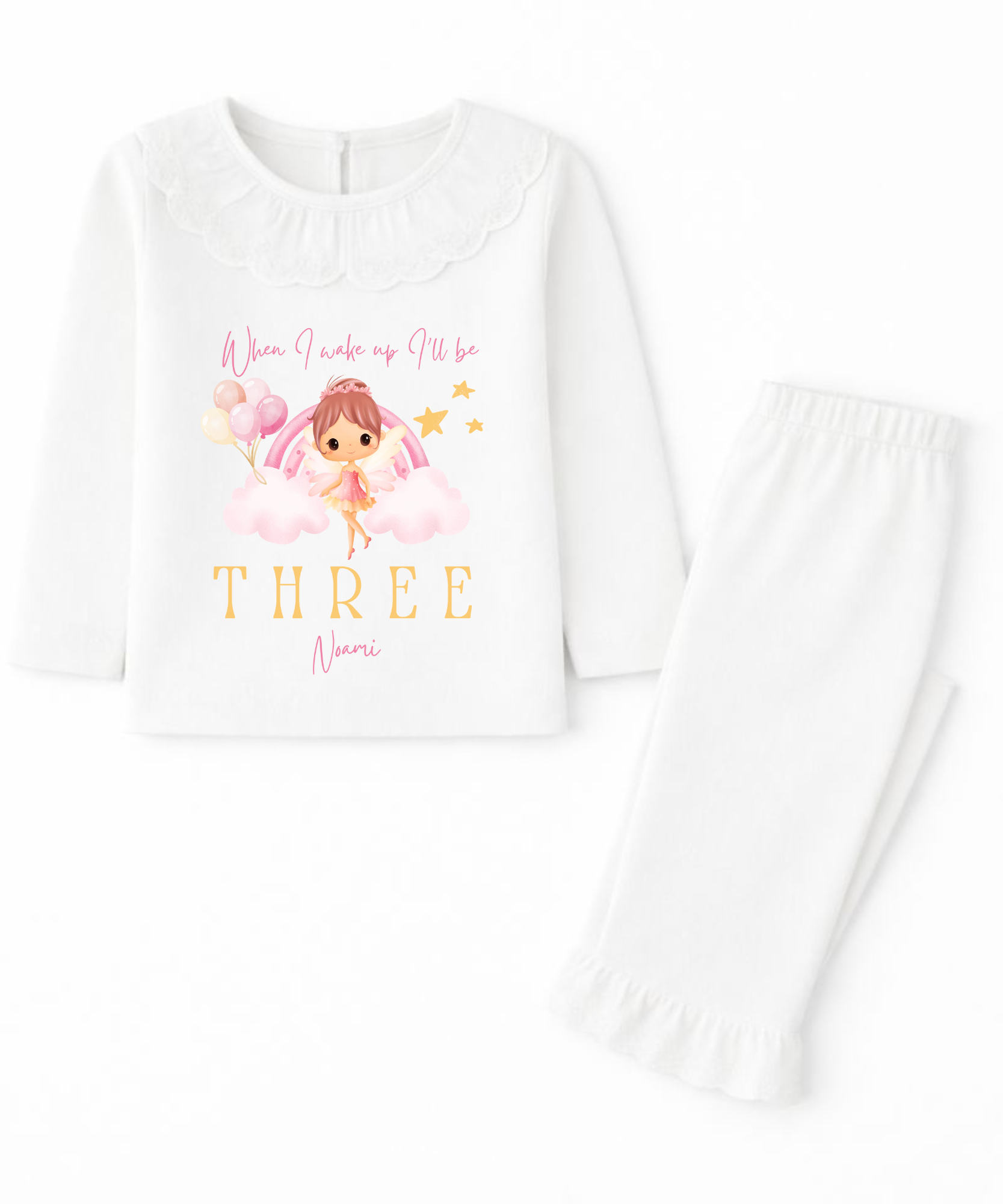 Personalised Fairy Angel Birthday Pyjamas for Girls | Enchanted Cotton Co